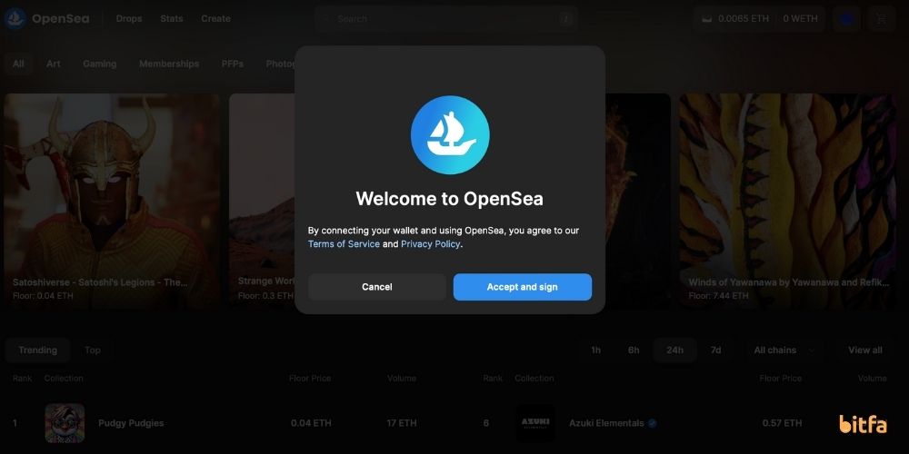 خوش‌آمدگویی OpenSea