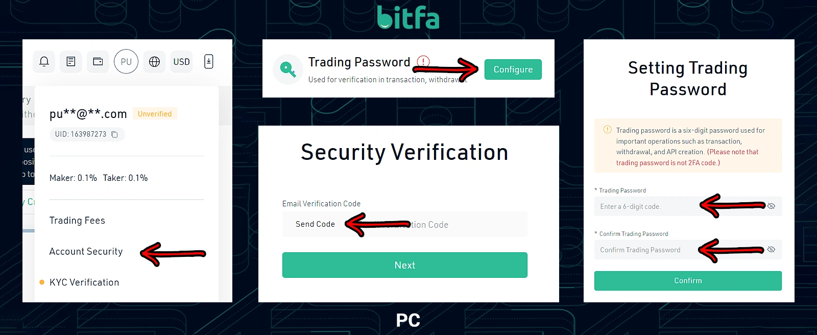 فعالسازی Trading Password کوکوین در کامپیوتر
